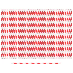 19.5cm Red Stripe Paper Straws - Pack of 40 - By Ashley