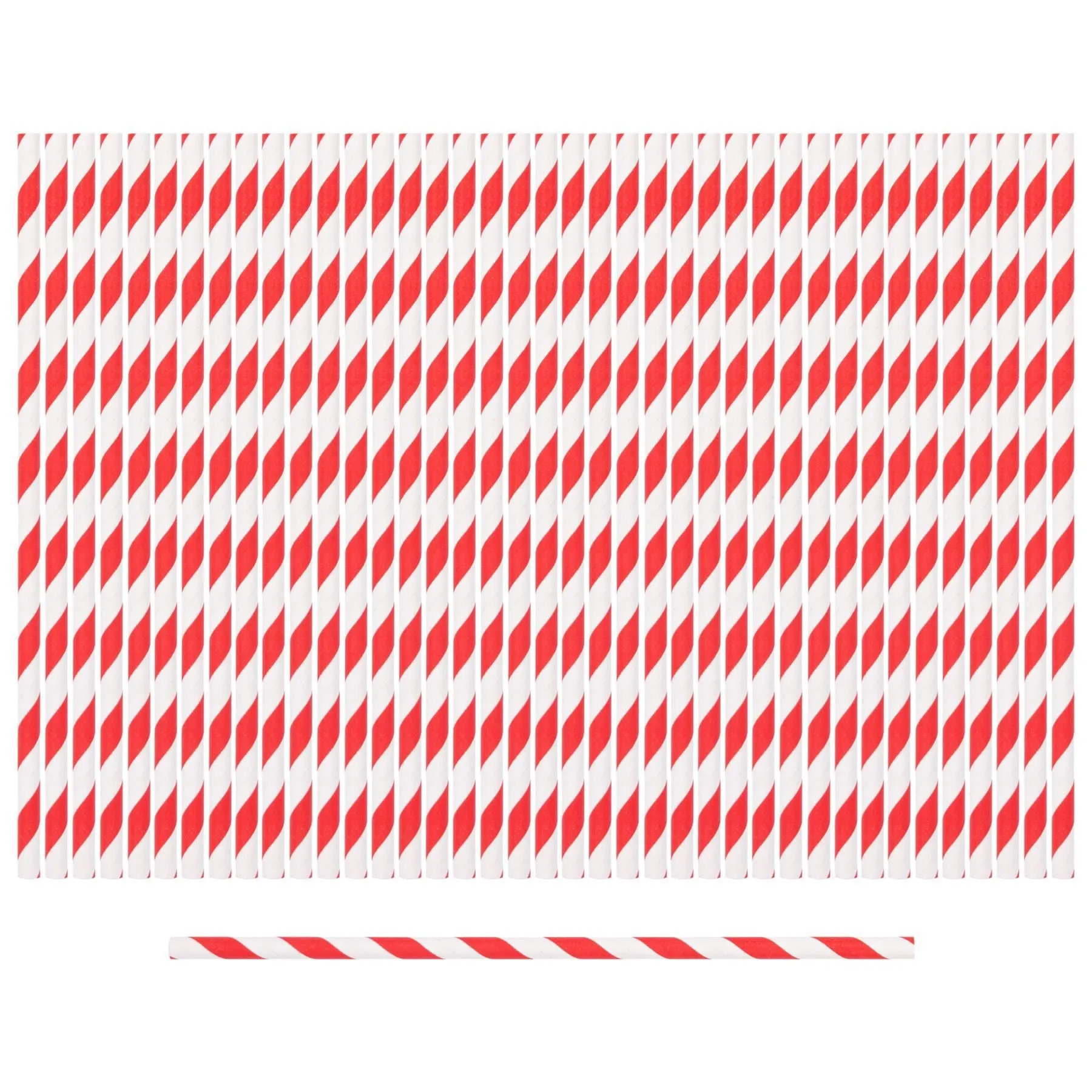 19.5cm Red Stripe Paper Straws - Pack of 40 - By Ashley