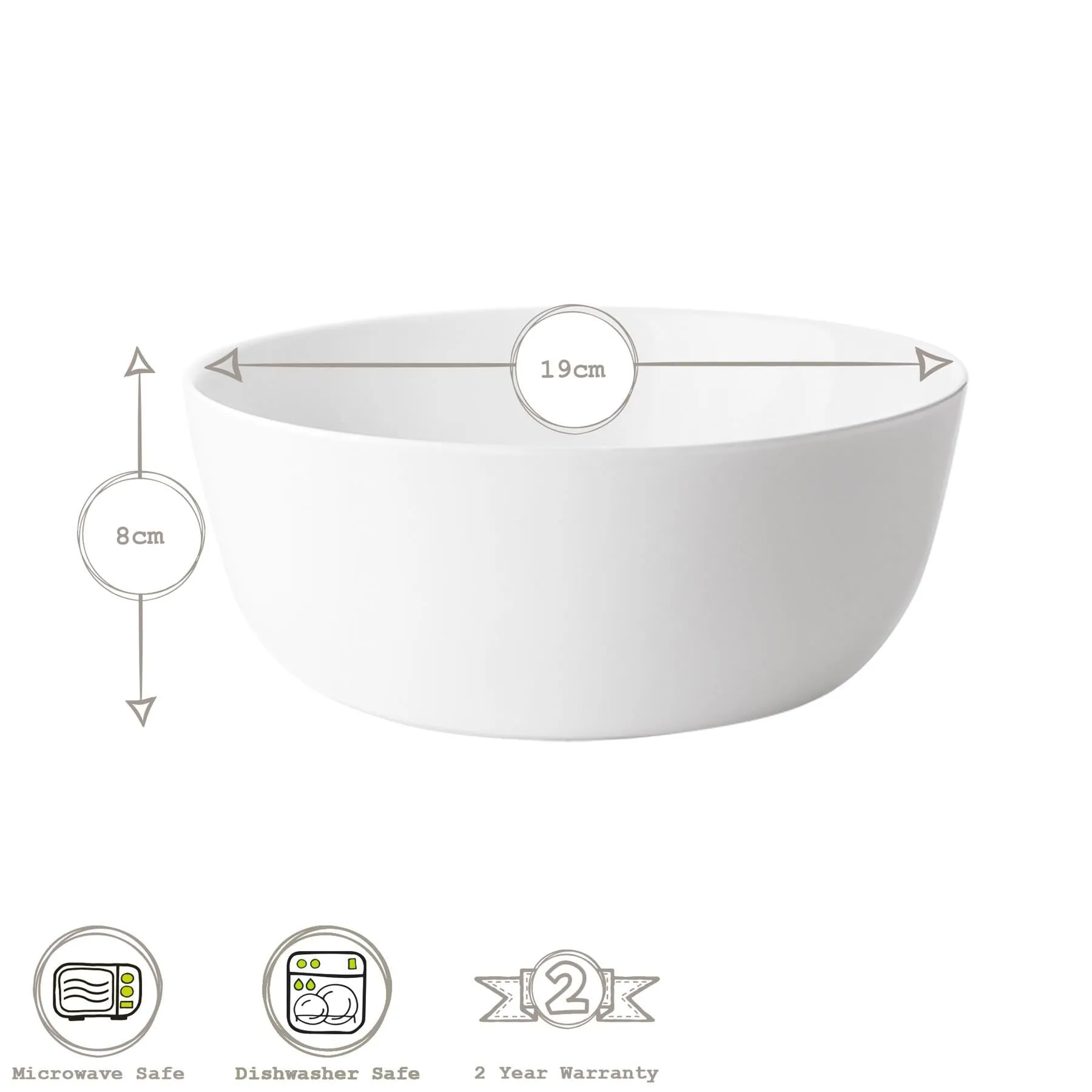 19cm Toledo White Glass Salad Bowl - By Bormioli Rocco
