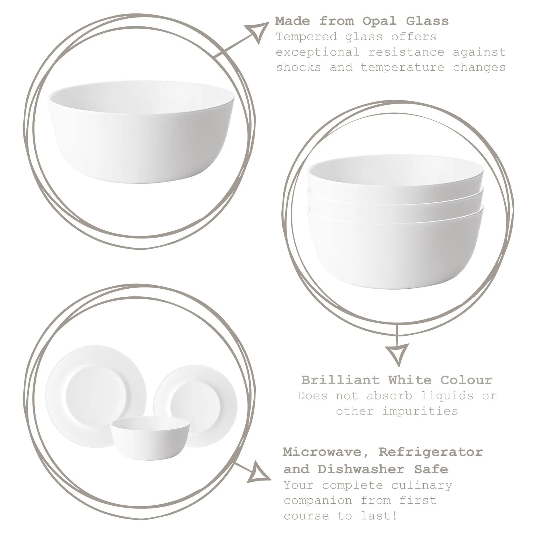 19cm Toledo White Glass Salad Bowl - By Bormioli Rocco