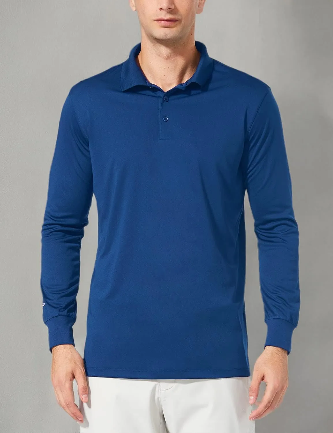 baleaf Men's Long Sleeve Golf Polo Shirt UPF 50 Quick Dry 3 Button Casual Work Outdoor Lightweight Performance Shirts