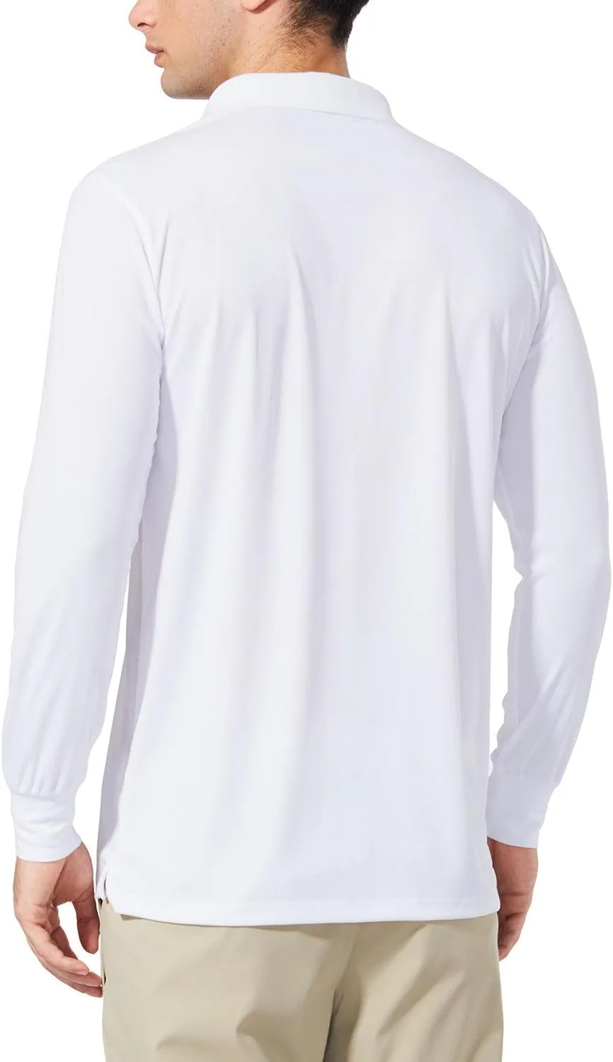 baleaf Men's Long Sleeve Golf Polo Shirt UPF 50 Quick Dry 3 Button Casual Work Outdoor Lightweight Performance Shirts