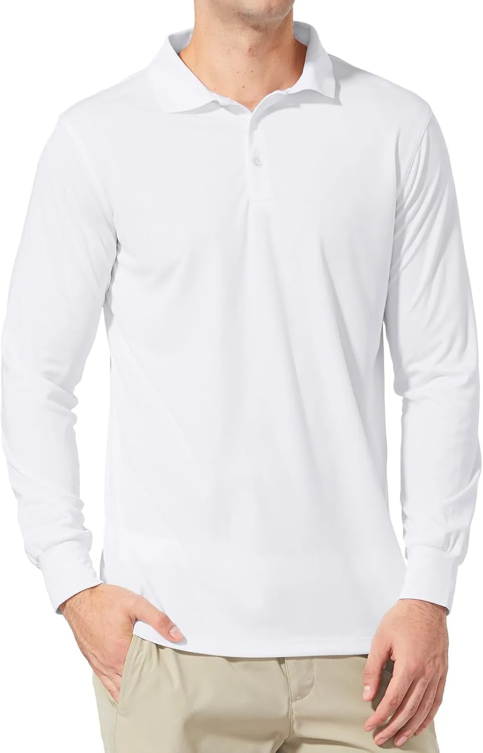 baleaf Men's Long Sleeve Golf Polo Shirt UPF 50 Quick Dry 3 Button Casual Work Outdoor Lightweight Performance Shirts