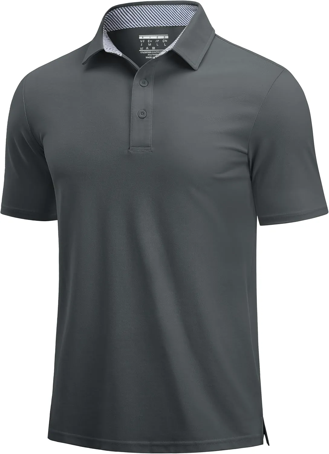 Cotrasen Men's Polo Shirts Short Sleeve Cotton Pique 3 Buttons Golf Shirts Classic Fit Casual Performance T-Shirt