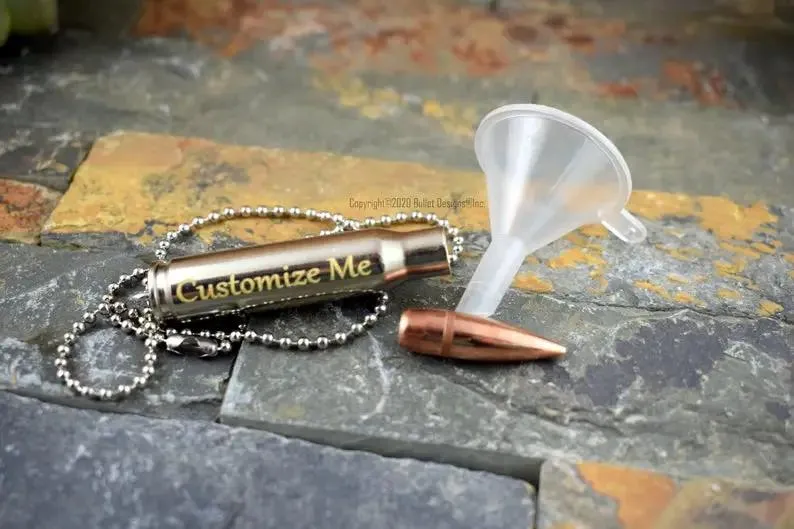 Custom Engraved 308 Urn Bullet Necklace, DIY, Personalized Memorial Keychain Ash Holder