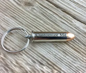 Custom Engraved Bullet Key Chain Keychain Nickel Keyring
