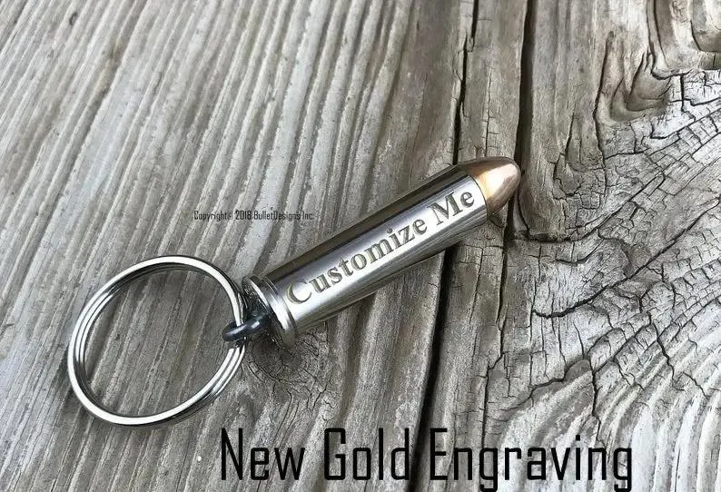 Custom Engraved Bullet Key Chain Keychain Nickel Keyring