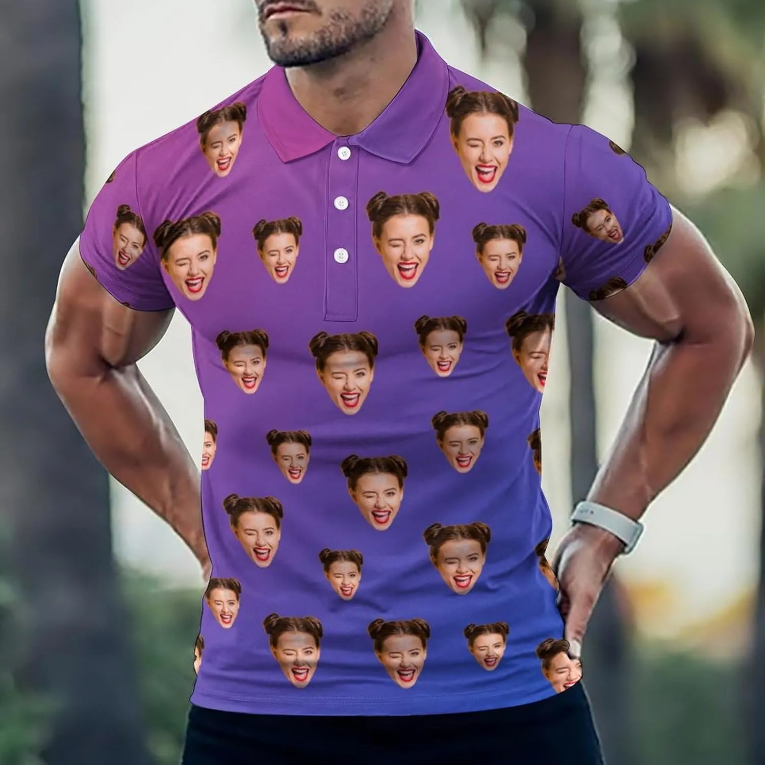 Custom Polo Shirts for Men Personalized Face Golf Shirts Men's Funny Customized Logo Photo Bowling Polo Shirt for Him