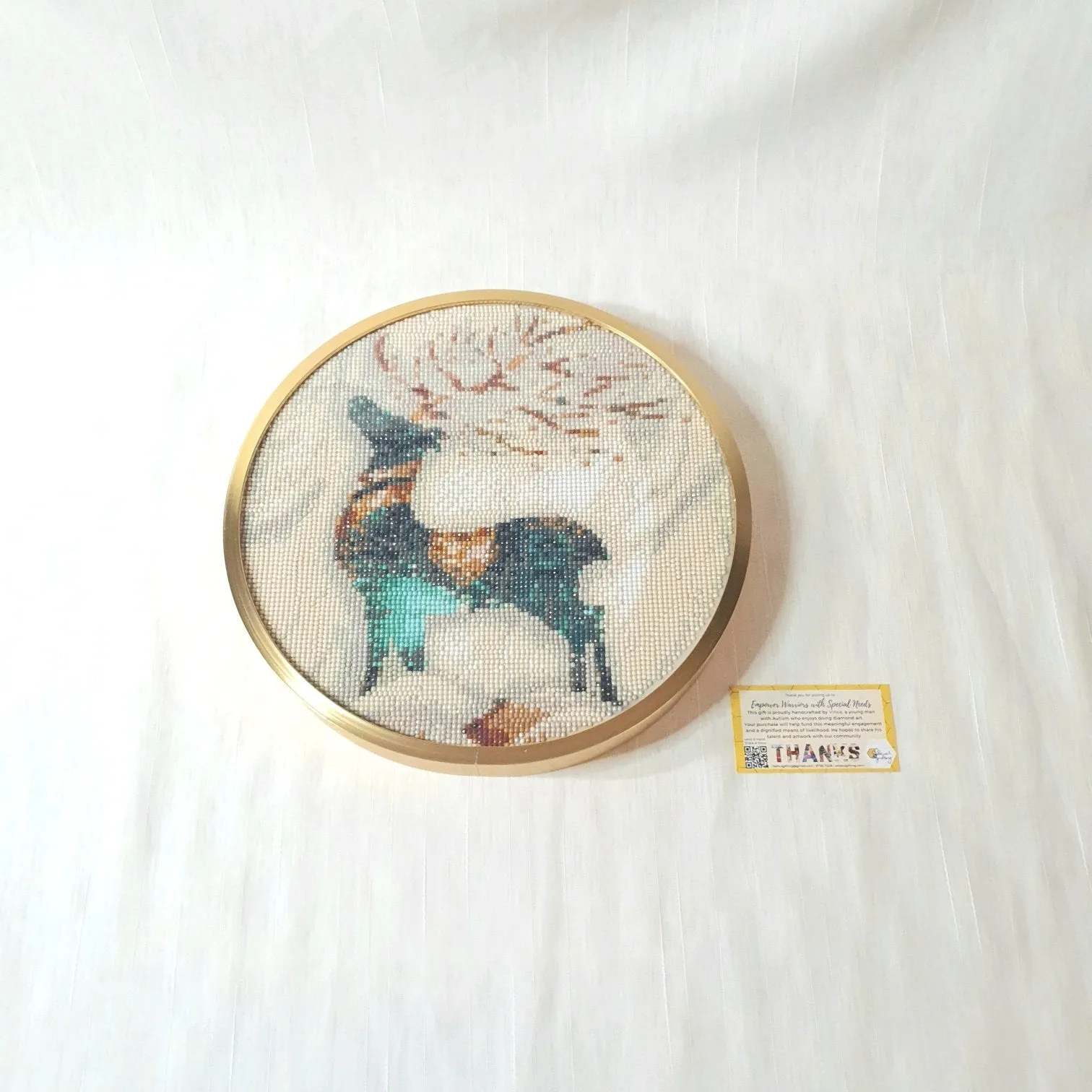 Deer Diamond Art with Gold Round Frame