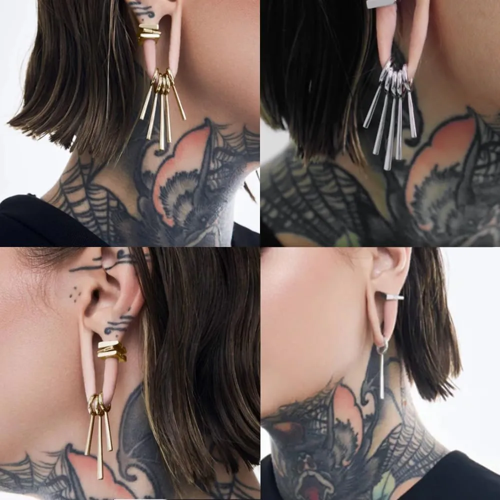 DOEARKO 10 PCS/5 PCS Ear Gauges Ear Cuff Stainless Steel Ear Clip Earrings Fake Cartilage Piercing Women Nose Rings Helix Cartilage Hoop Segment