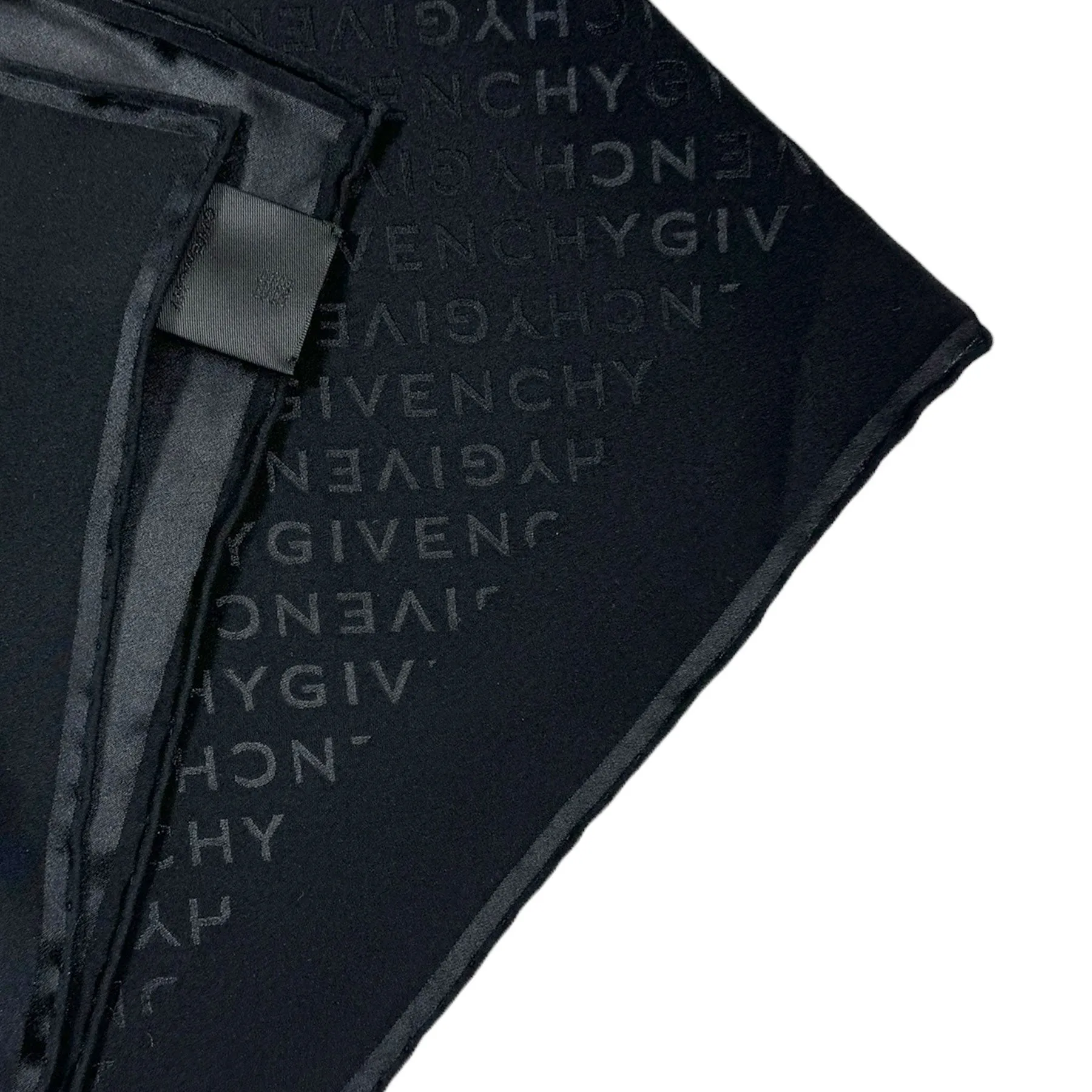 Givenchy Scarf Black Logo Allover - Silk Designer Shawl
