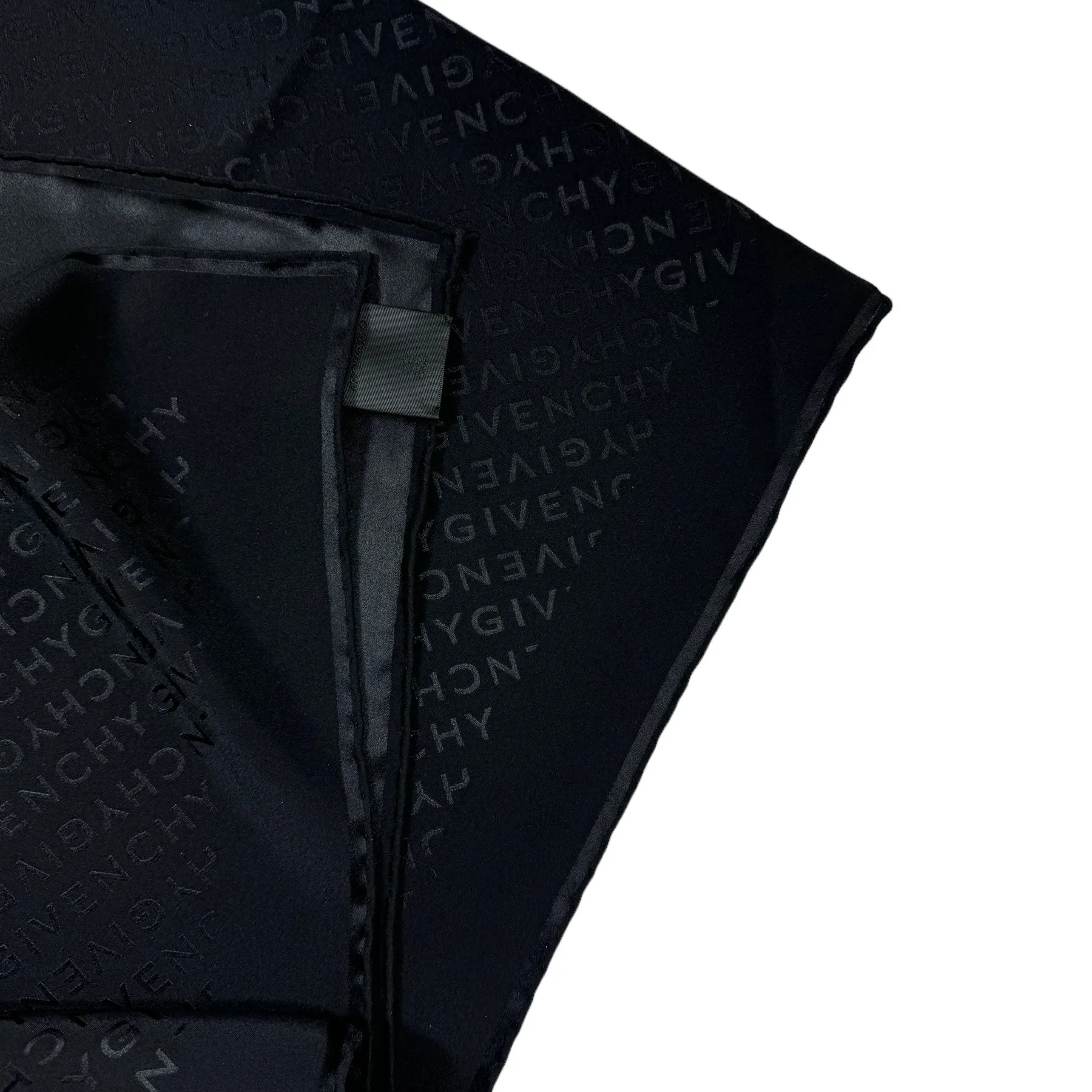 Givenchy Scarf Black Logo Allover - Silk Designer Shawl