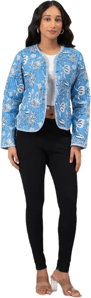 Handmade Quilted Cotton Reversible Lightweight Jacket, Stylish Women's Coat Christmas Gift