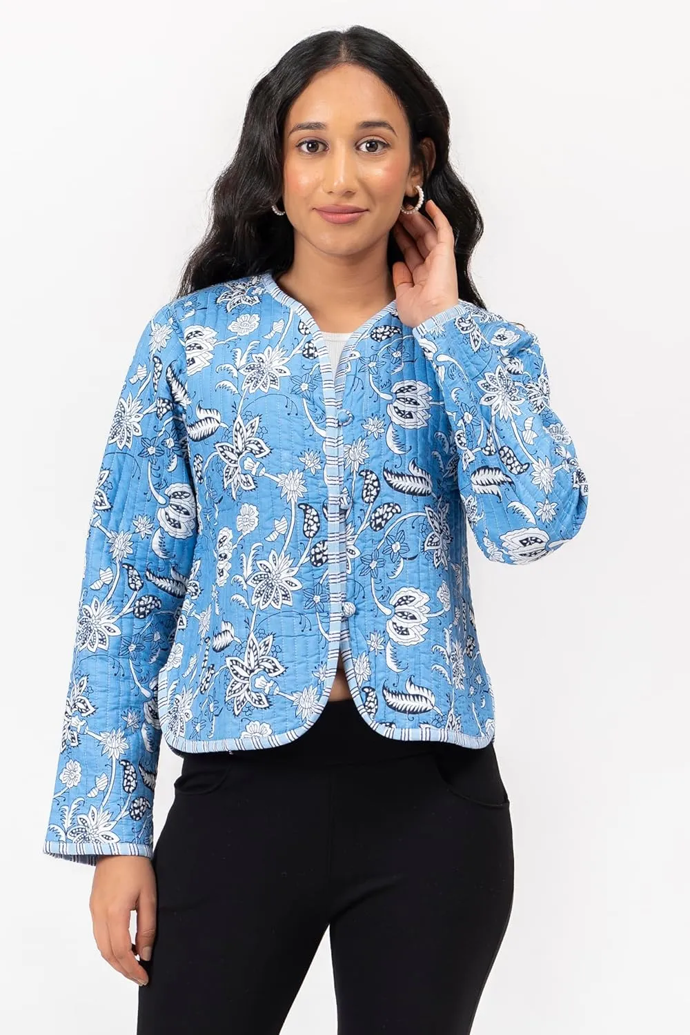 Handmade Quilted Cotton Reversible Lightweight Jacket, Stylish Women's Coat Christmas Gift