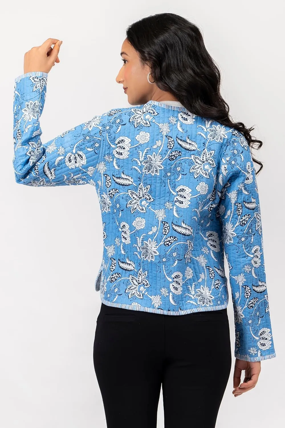 Handmade Quilted Cotton Reversible Lightweight Jacket, Stylish Women's Coat Christmas Gift