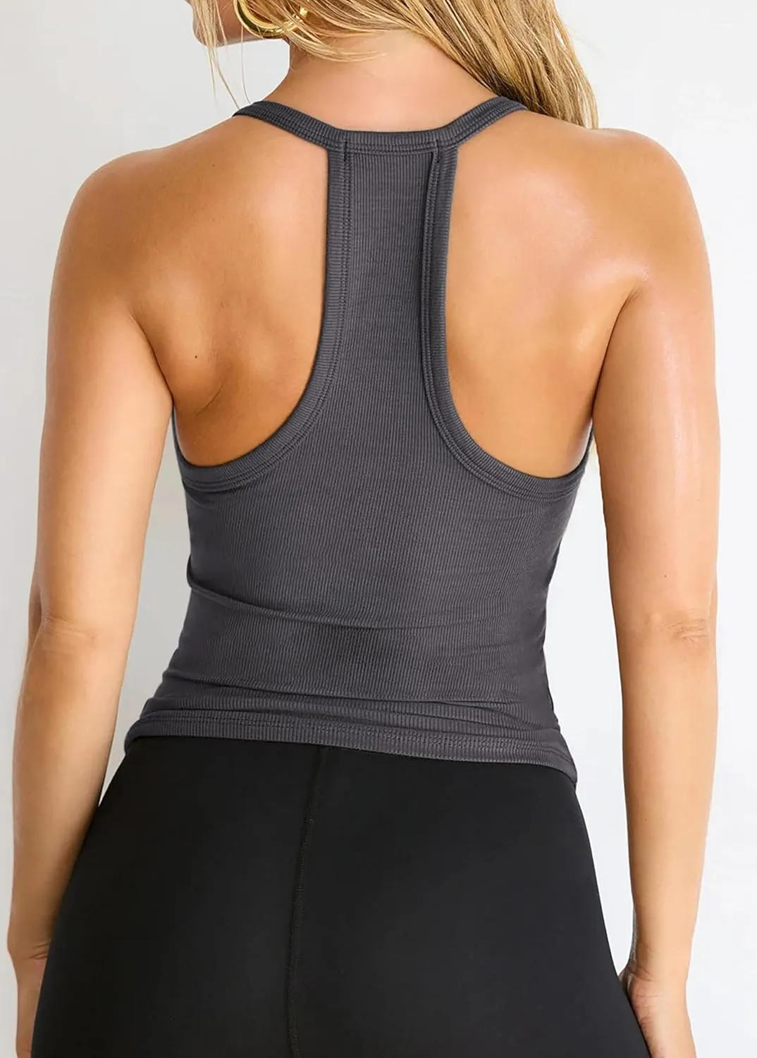 iGENJUN 3 Pack Workout Tops for Women Racerback Basic Tank Summer 2025 Camisole V Neck Slim Fit Ribbed Sleeveless