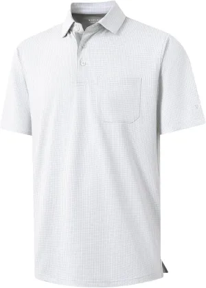 M MAELREG Mens Polo Shirts Short Sleeve Dry Fit Jacquard Performance Moisture Wicking Casual Pocket Golf Shirts for Men