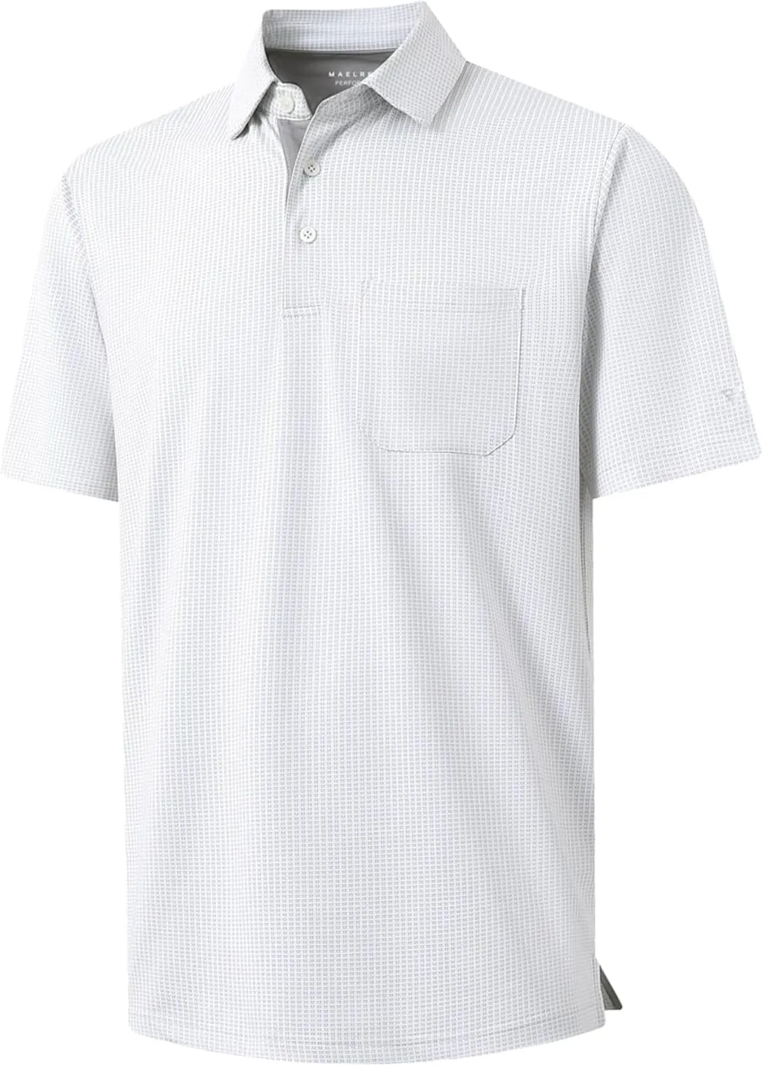 M MAELREG Mens Polo Shirts Short Sleeve Dry Fit Jacquard Performance Moisture Wicking Casual Pocket Golf Shirts for Men
