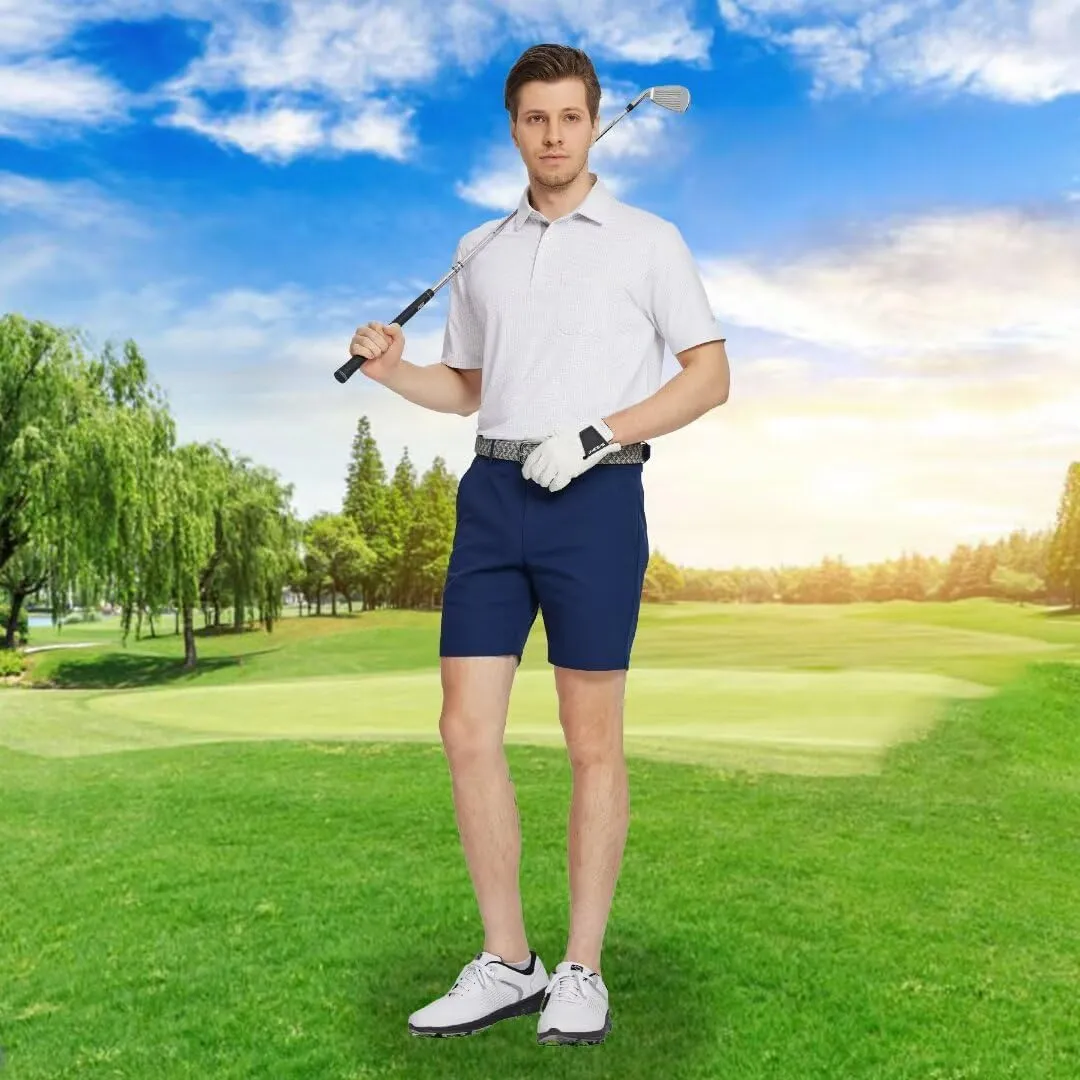 M MAELREG Mens Polo Shirts Short Sleeve Dry Fit Jacquard Performance Moisture Wicking Casual Pocket Golf Shirts for Men