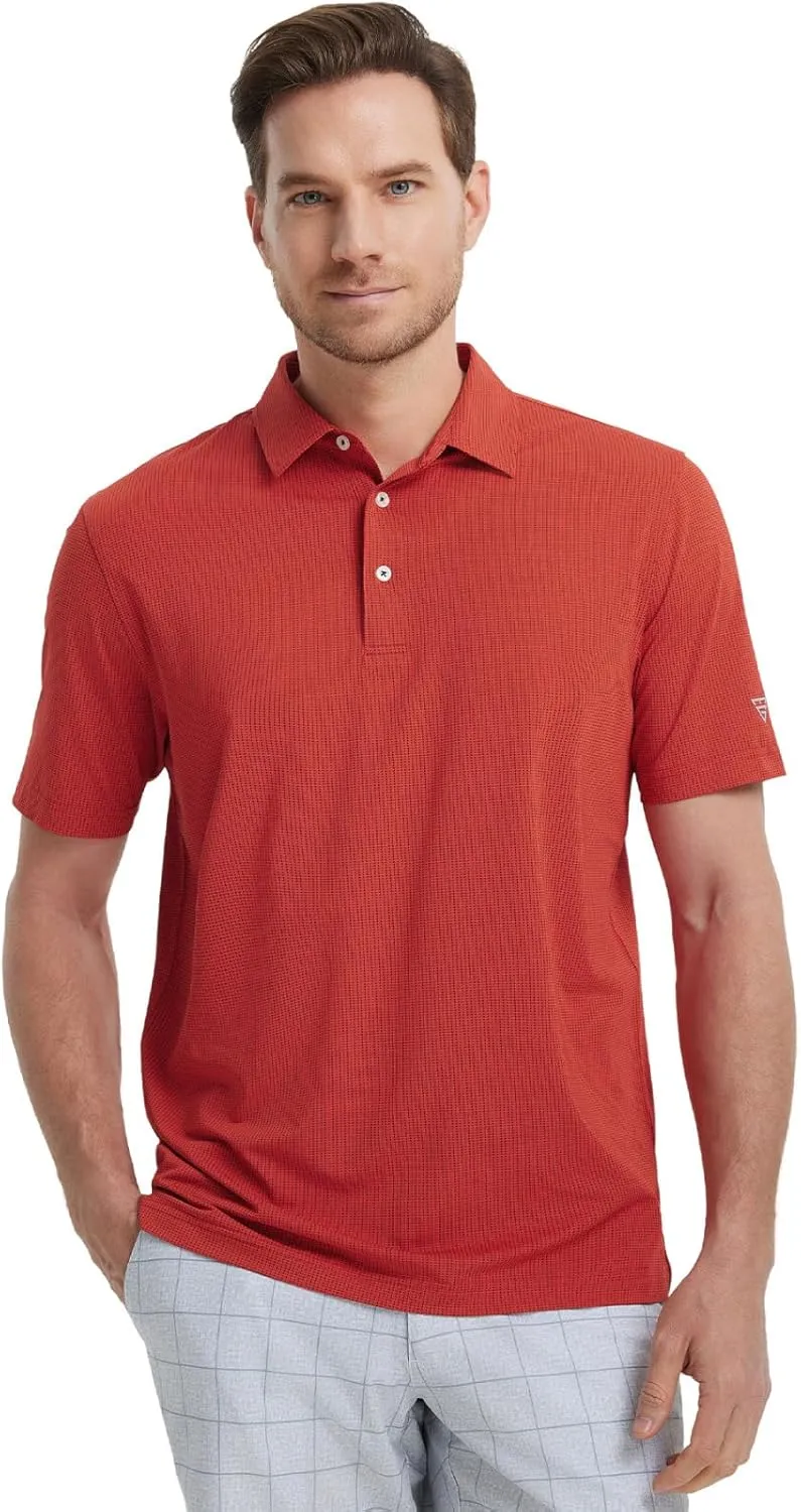 M MAELREG Mens Polo Shirts Short Sleeve Quick Dry Moisture Wicking Athletic Performance Jacquard Collared Golf Shirt for Men