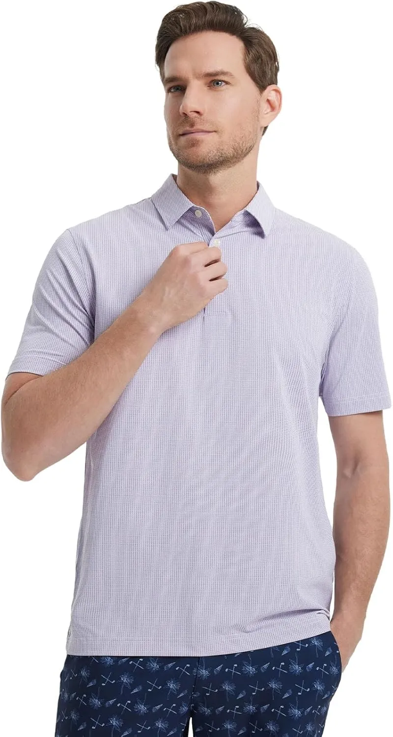 M MAELREG Mens Polo Shirts Short Sleeve Quick Dry Moisture Wicking Athletic Performance Jacquard Collared Golf Shirt for Men