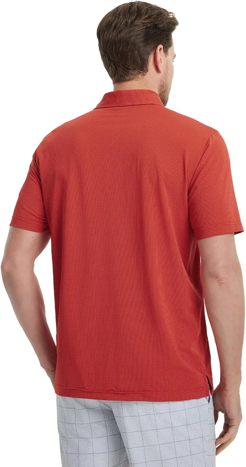 M MAELREG Mens Polo Shirts Short Sleeve Quick Dry Moisture Wicking Athletic Performance Jacquard Collared Golf Shirt for Men