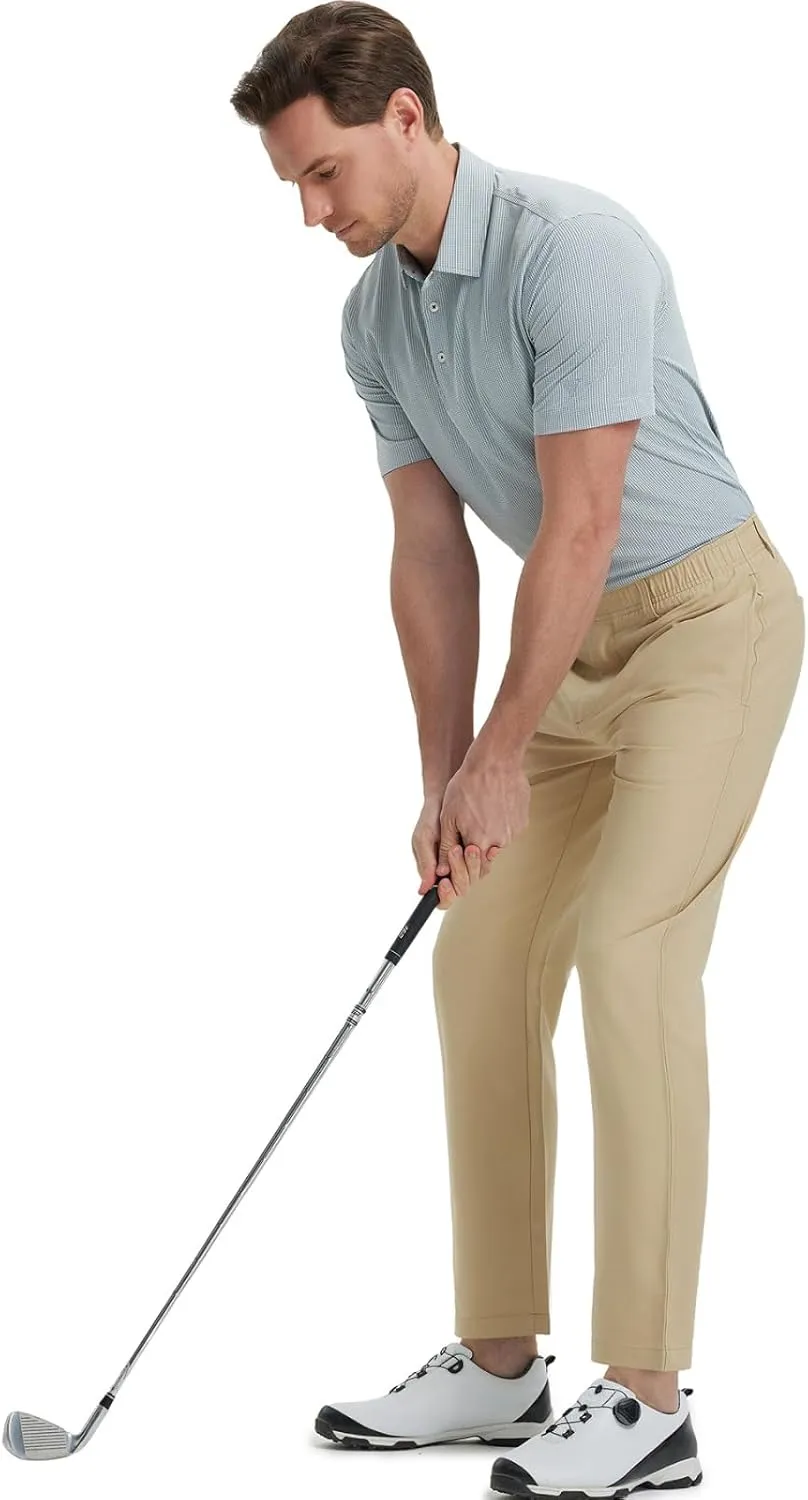 M MAELREG Mens Polo Shirts Short Sleeve Quick Dry Moisture Wicking Athletic Performance Jacquard Collared Golf Shirt for Men
