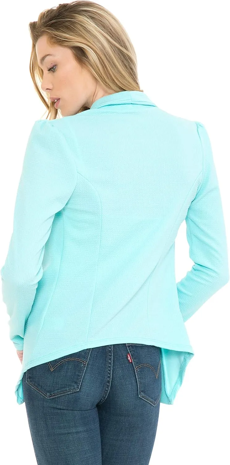 SSOULM Women's Long Sleeve Classic Draped Open Front Lightweight Blazer with Plus Size