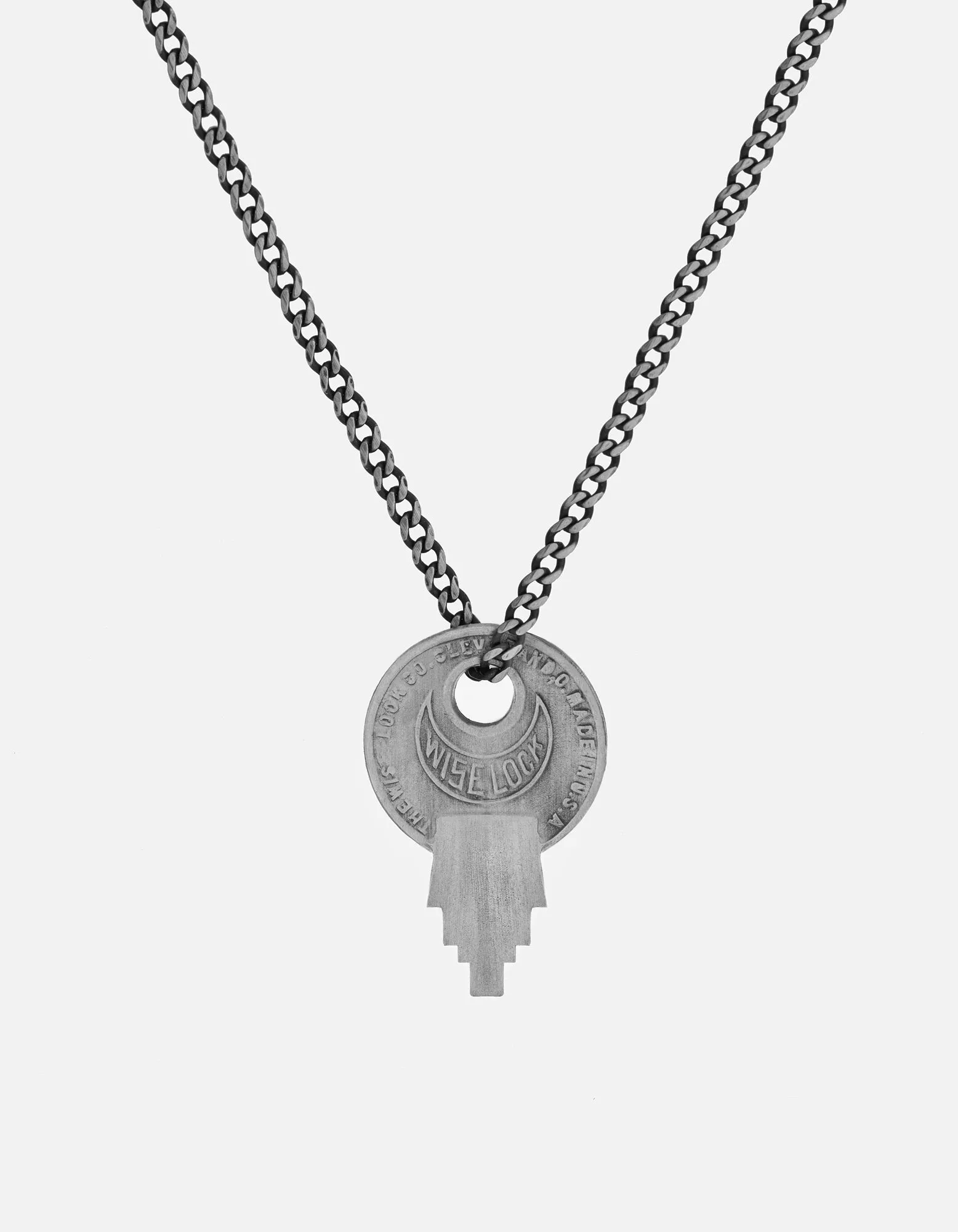 Wise Lock Necklace, Matte Silver
