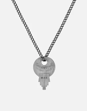Wise Lock Necklace, Matte Silver