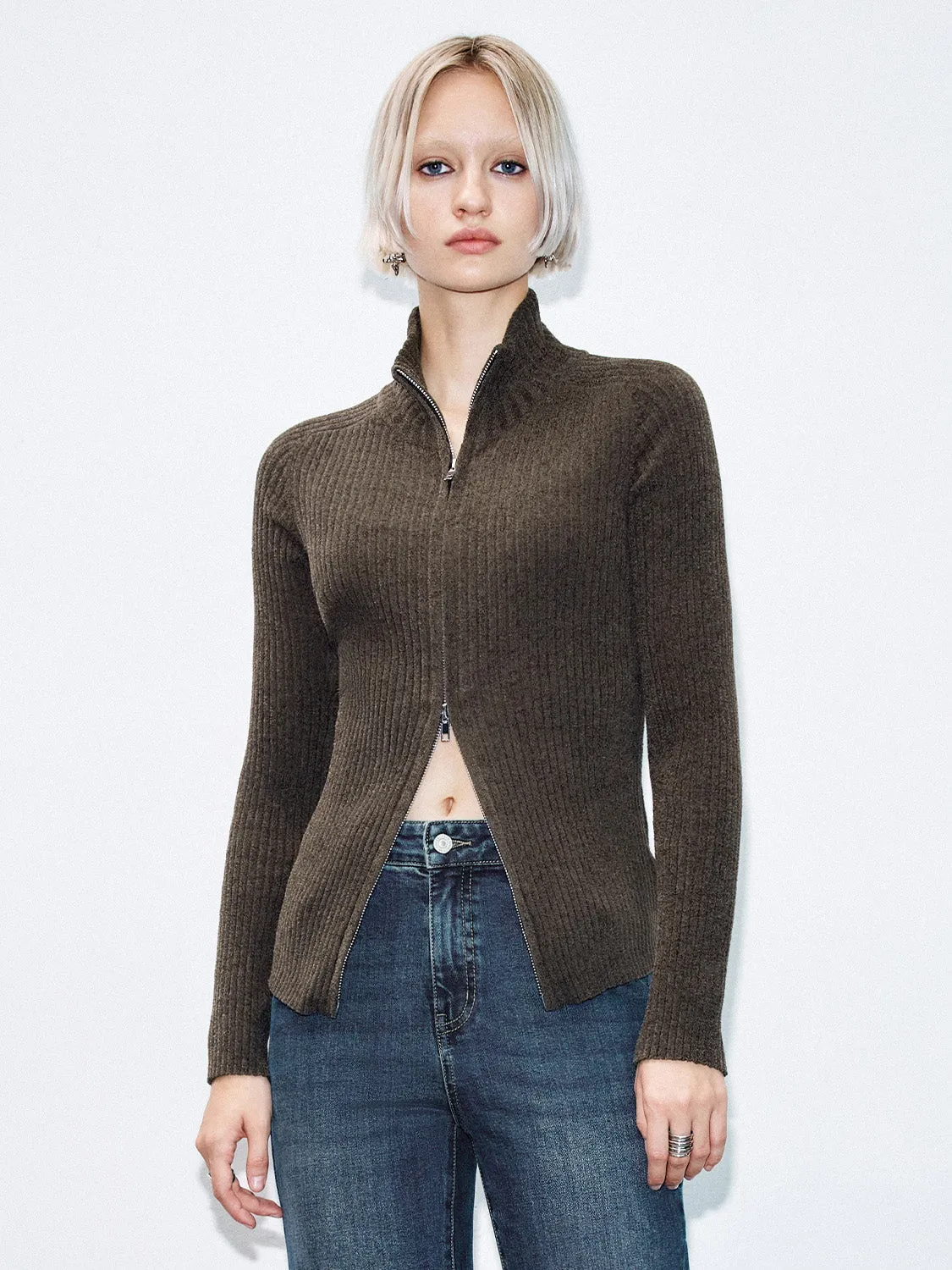 Zip Up Front Knitted Cardigans
